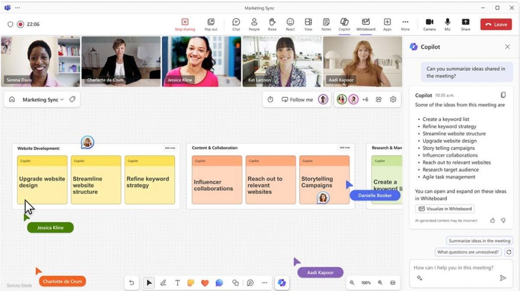 Microsoft adds AI tools microsoft copilot in whiteboard and teams f Microsoft adds AI tools for Copilot in Teams, collaboration