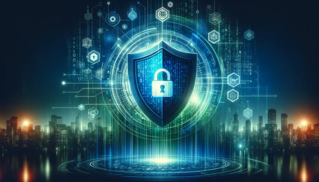 Cybersecurity IT Services Cybersecurity IT Services: The Shield of Modern Business 1 Cybersecurity IT Services Digital shield glowing in blue and green, symbolizing cybersecurity, with abstract digital elements and a city skyline in the background.
