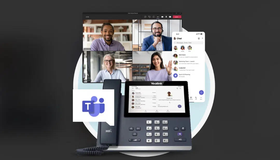Business professional using a headset for a Microsoft Teams VoIP call in an Ontario office